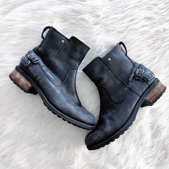 UGG Shoes - ($10) UGG Orion Biker Black Leather Ankle Boot
